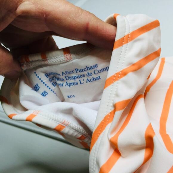 Copper Key Big Girls Tie-Shoulder One Piece Swimsuit Breton Stripe Size 16 XL - Picture 4 of 7